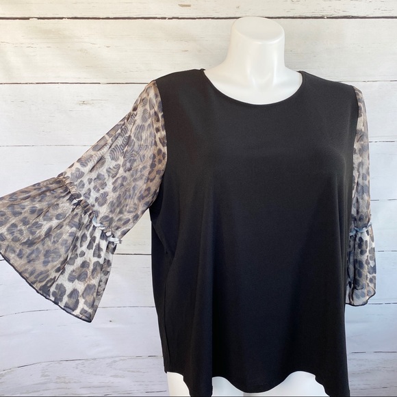89th & Madison Tops - NWT 89th & Madison Black Leopard Print Blouse